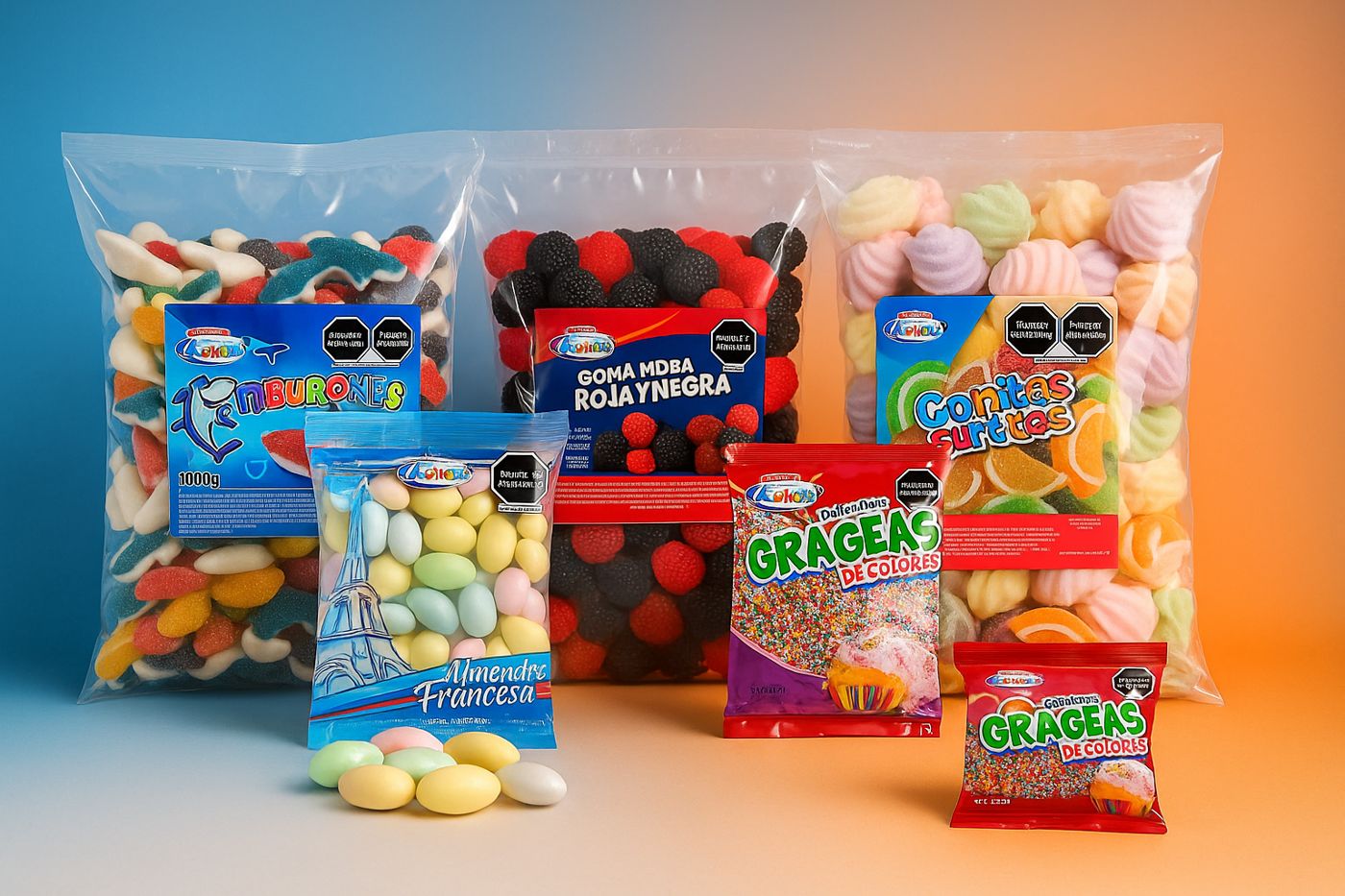 Productos Comestibles Azúcar: gomas, almendras francesas, masmelos y grageas